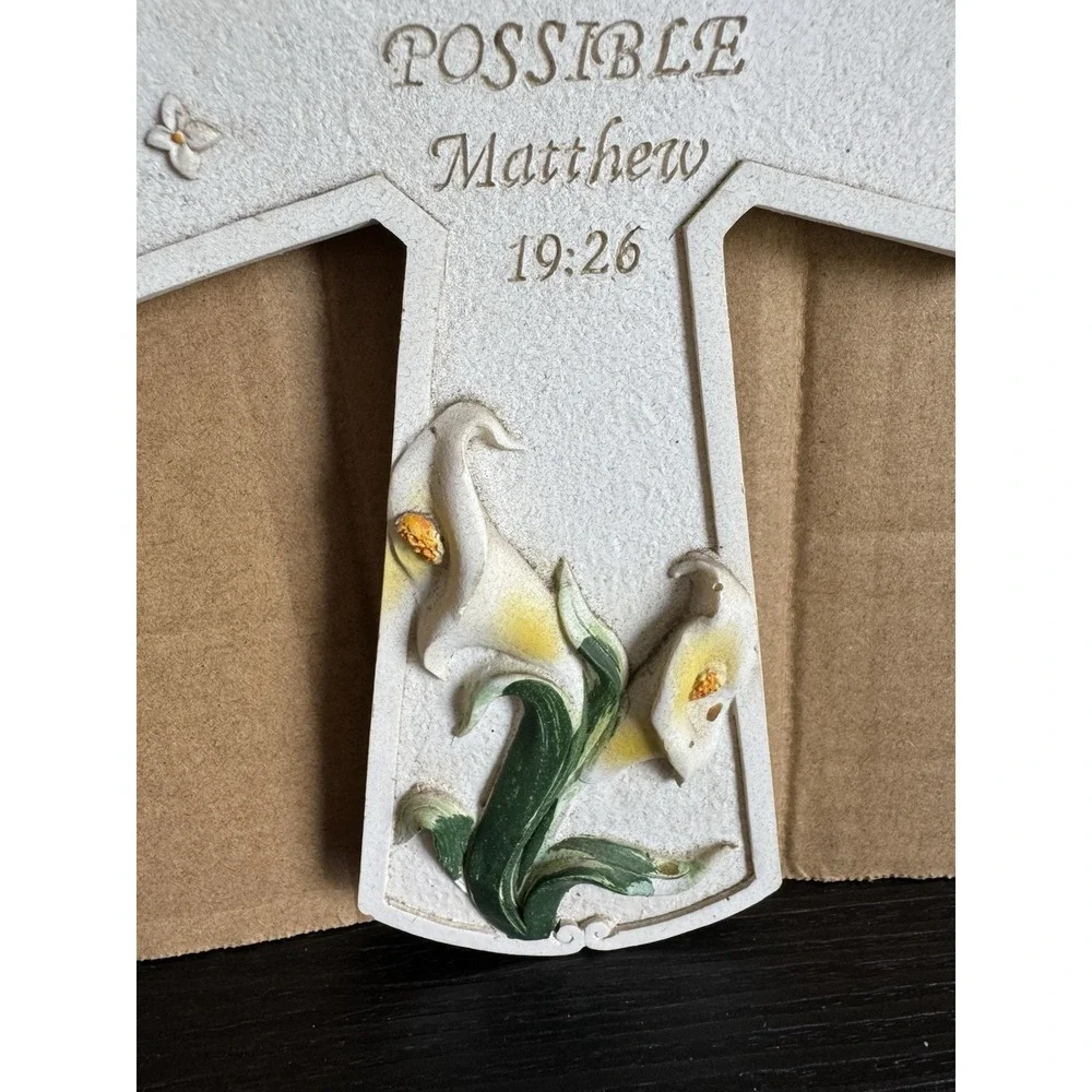 Hanging Cross With GOD All Things Are Possible Matthew 19:26 Wall Plaque
